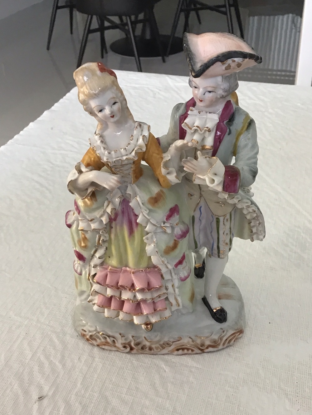 Hand-Painted Porcelain Rococo Couple Figurine - Pastel Colors #149